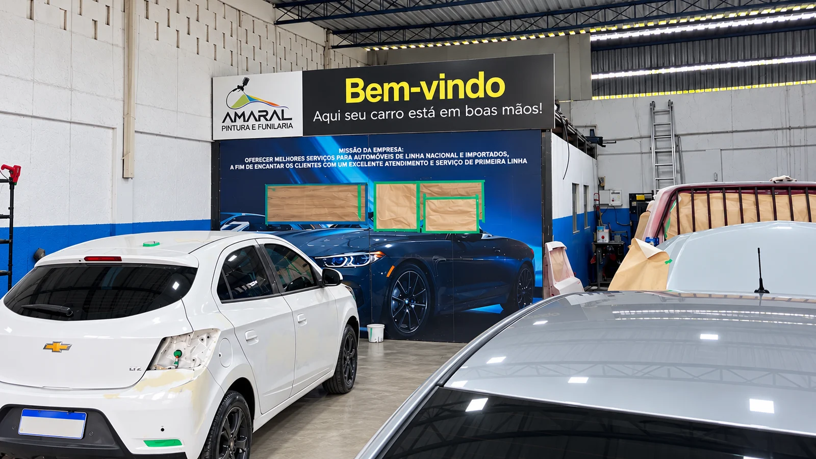 Segundo ângulo do galpão e da sinalização da Amaral em imagem de apresentação