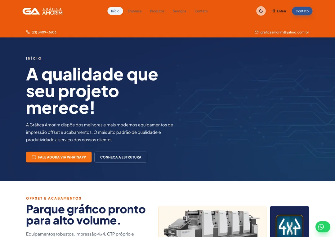 Página inicial do site Gráfica Amorim