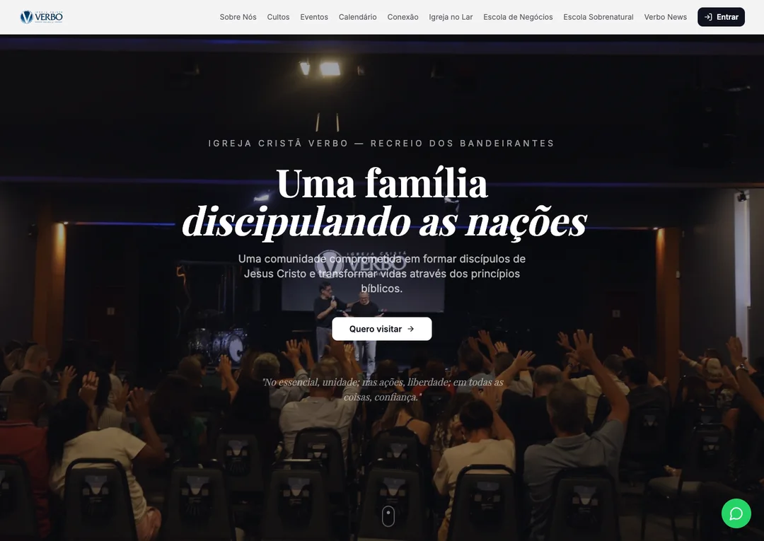 Página inicial do site Igreja Cristã Verbo